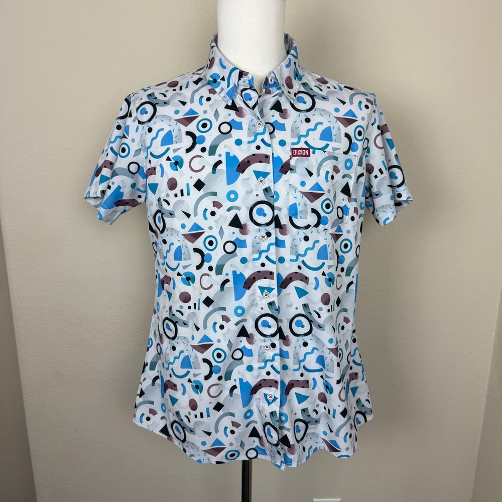 DIXXON Men’s New Wave Short Sleeve Geometric Pattern Button Down | Large